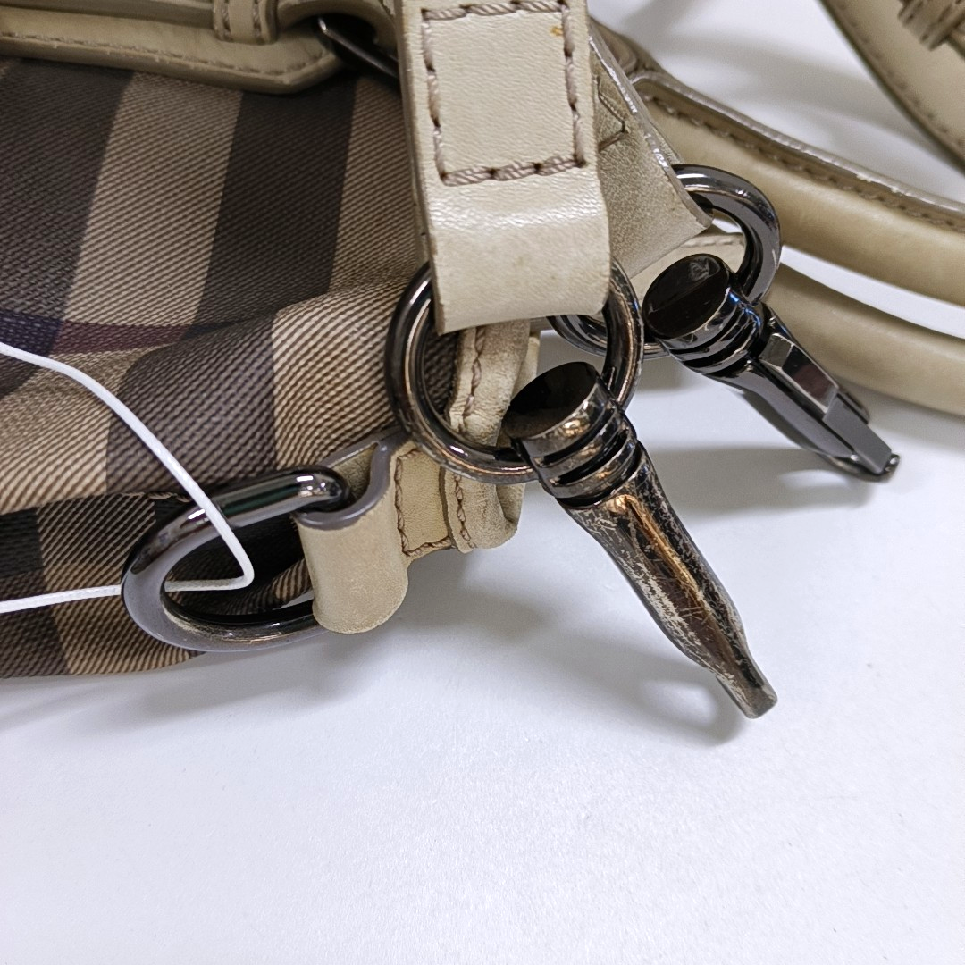 BURBERRY Tote bag Grey Coated Canvas Military Horse Pattern Shoulder Bag Ruthenium color hardware shoulder straps-(SKU)-958927473
