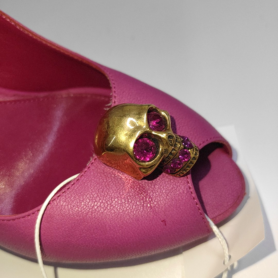 Alexander McQUEEN 36code Pink leather ladies high heels for spring and autumn-(SKU)-938526746