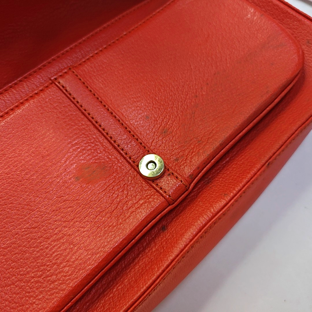 CELINE Red Calf Leather Crossbody Shoulder Bag Tote Golden hardware-(SKU)-941984200