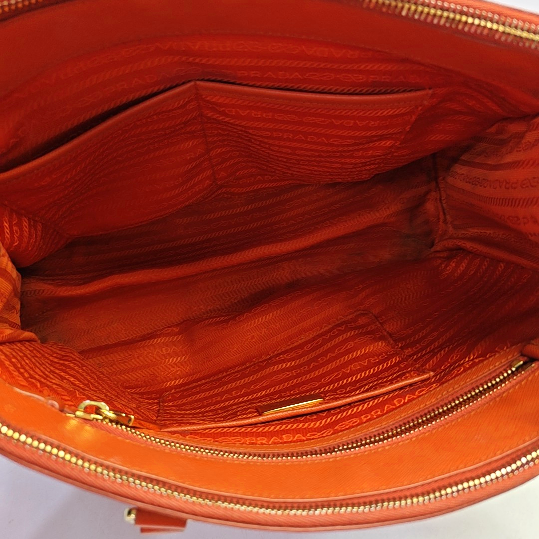 PRADA Galleria Orange Cowhide Logo Killer Bag Tote Bag Single Shoulder Bag Golden hardware-(SKU)-957733910