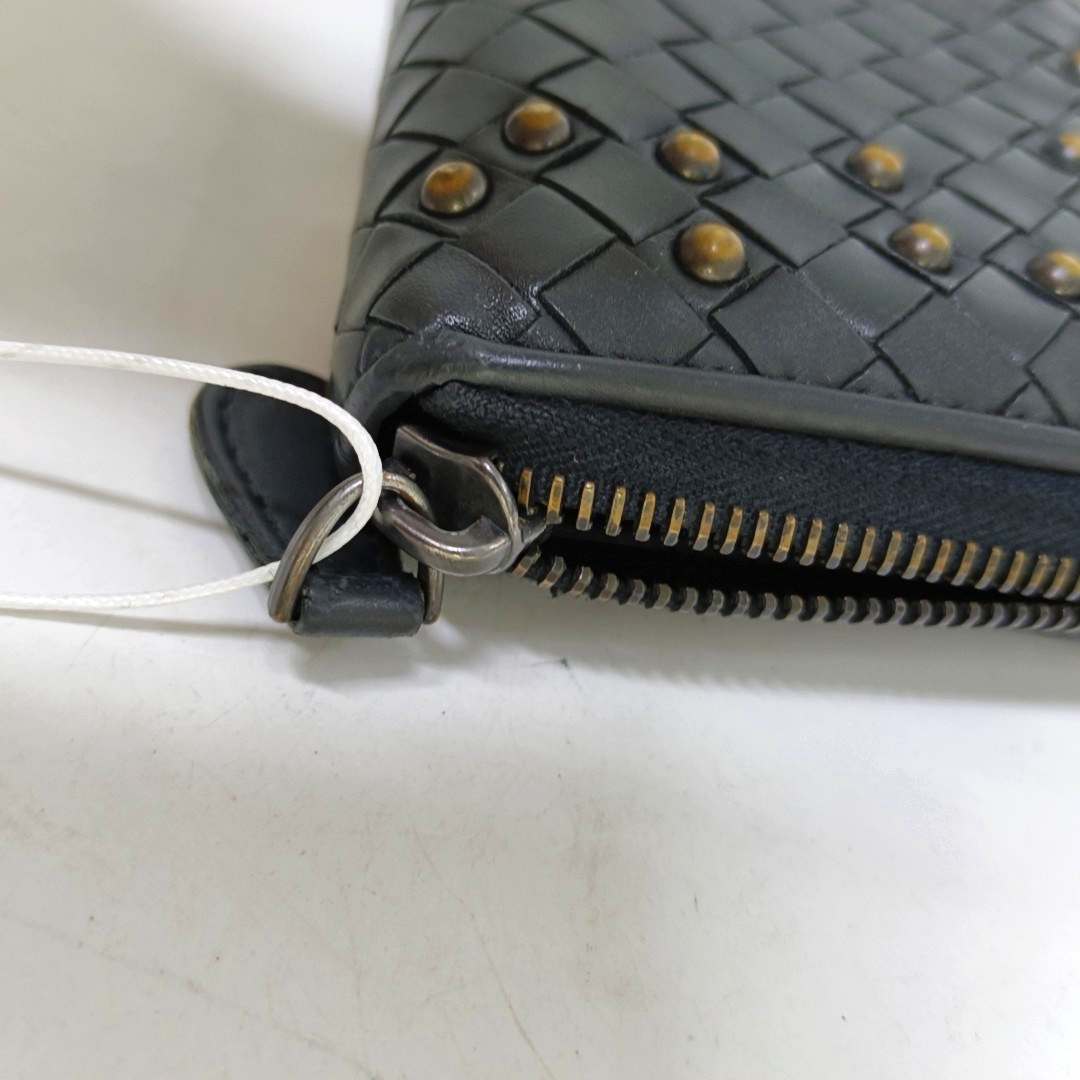 BOTTEGA VENETA Olimpia Black Cowhide Braided Rivet Wallet Black hardware-(SKU)-959767713