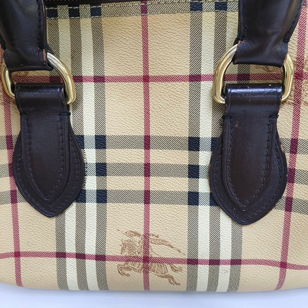 BURBERRY Medium size Khaki Coated Canvas War Horse Grain Handbag Golden hardware-(SKU)-960568597