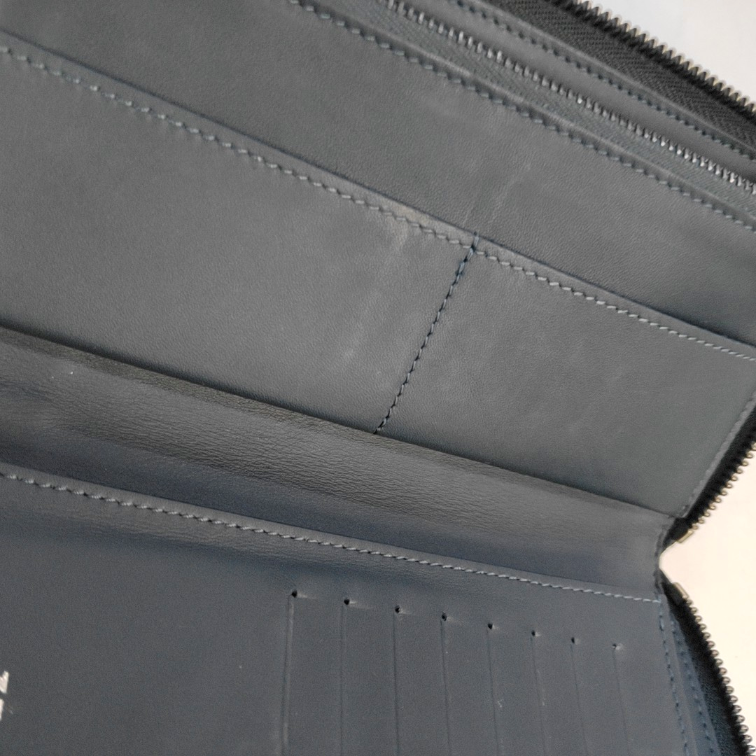 LOUIS VUITTON Dark Blue Cowhide Checkered Wallet Silver Hardware-(SKU)-954637062