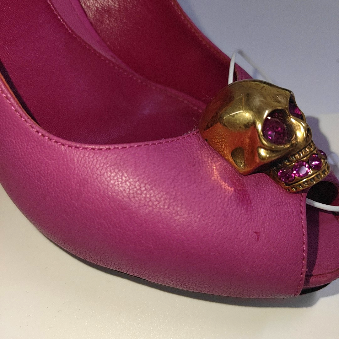 Alexander McQUEEN 36code Pink leather ladies high heels for spring and autumn-(SKU)-938526746