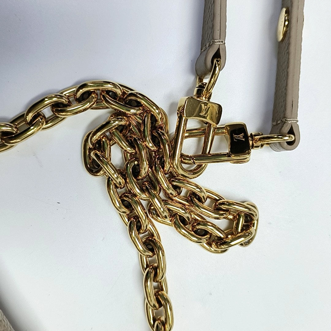 LOUIS VUITTON IVY Gray Calfskin Monogram Shoulder Bag Tote Crossbody Bag Gold Hardware 2 Removable Shoulder Straps-(SKU)-971268669