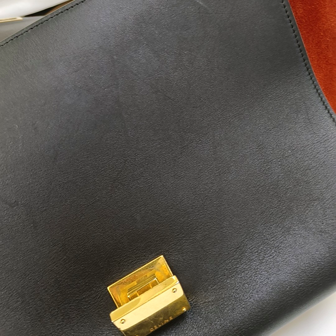 CELINE TRAPEZE Medium size Multicolor Leather Swing Bag Shoulder Bag Tote Bag Crossbody Bag Golden hardware Removable shoulder strap-(SKU)-955616288