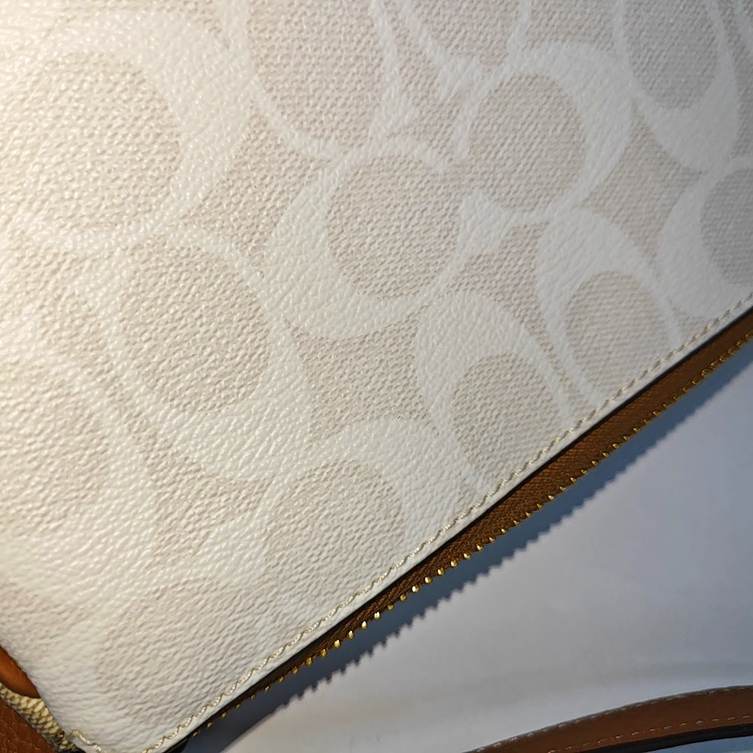 COACH NOLITA Beige Coated Canvas Monogrammed Tote Bag Golden hardware-(SKU)-937779103