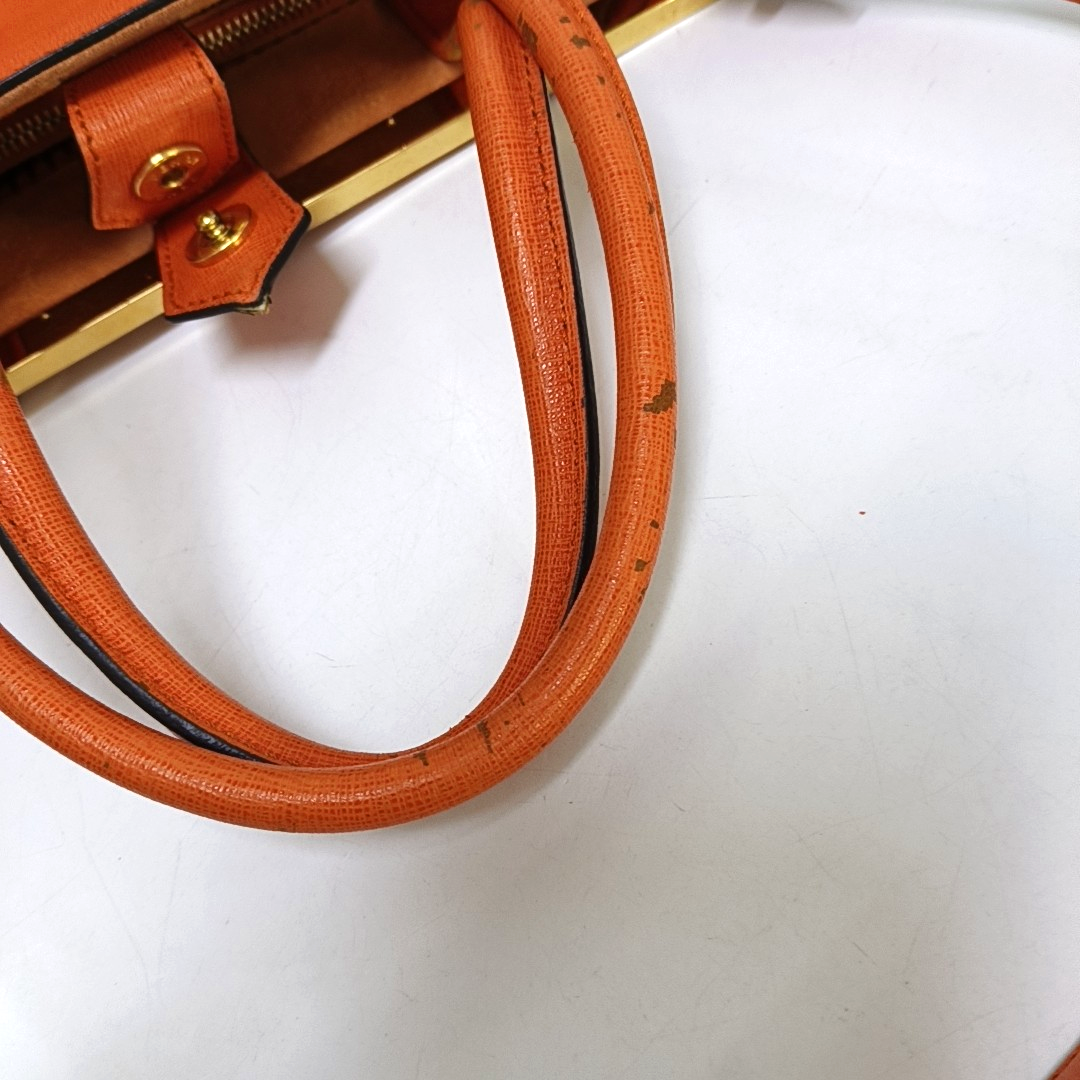 FENDI 2 Jours Medium size Orange Cowhide Single Shoulder Bag Tote Bag Golden hardware Removable shoulder strap-(SKU)-953654098