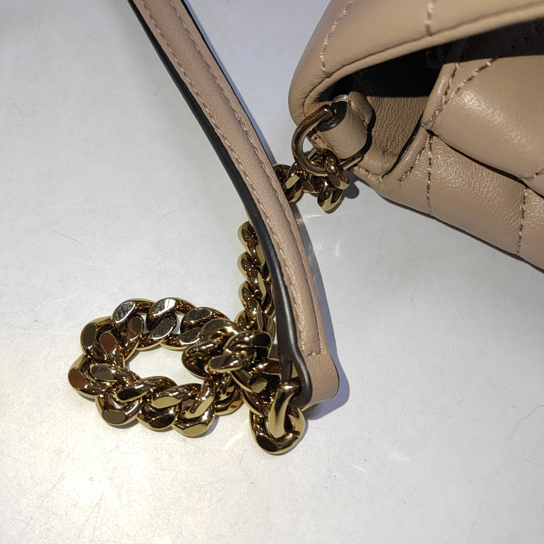 TORY BURCH Kira Khaki Leather Quilted Crossbody Single Shoulder Bag Golden hardware-(SKU)-940032419