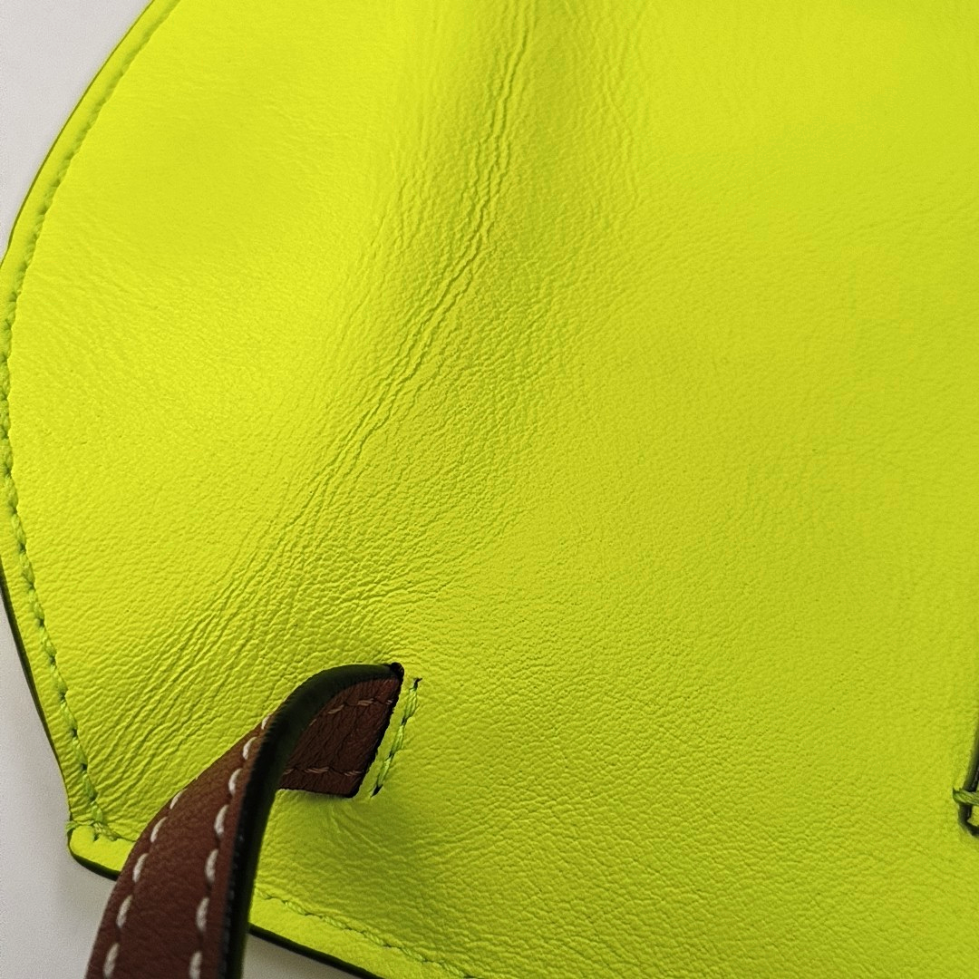LOEWE Gate Yellow Cowhide Single Shoulder Handbag Crossbody Bag Silver Hardware-(SKU)-960260955