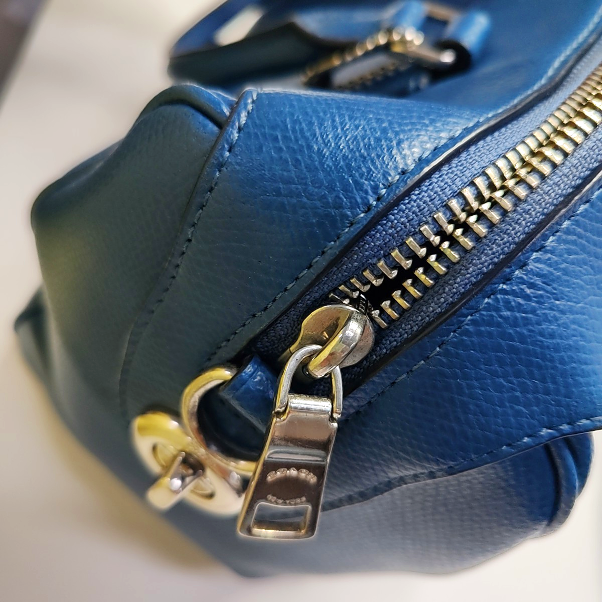 COACH BENNETT Large size Blue cowhide crossbody, handbag, shoulder bag Silver Hardware Removable shoulder strap-(SKU)-935672558