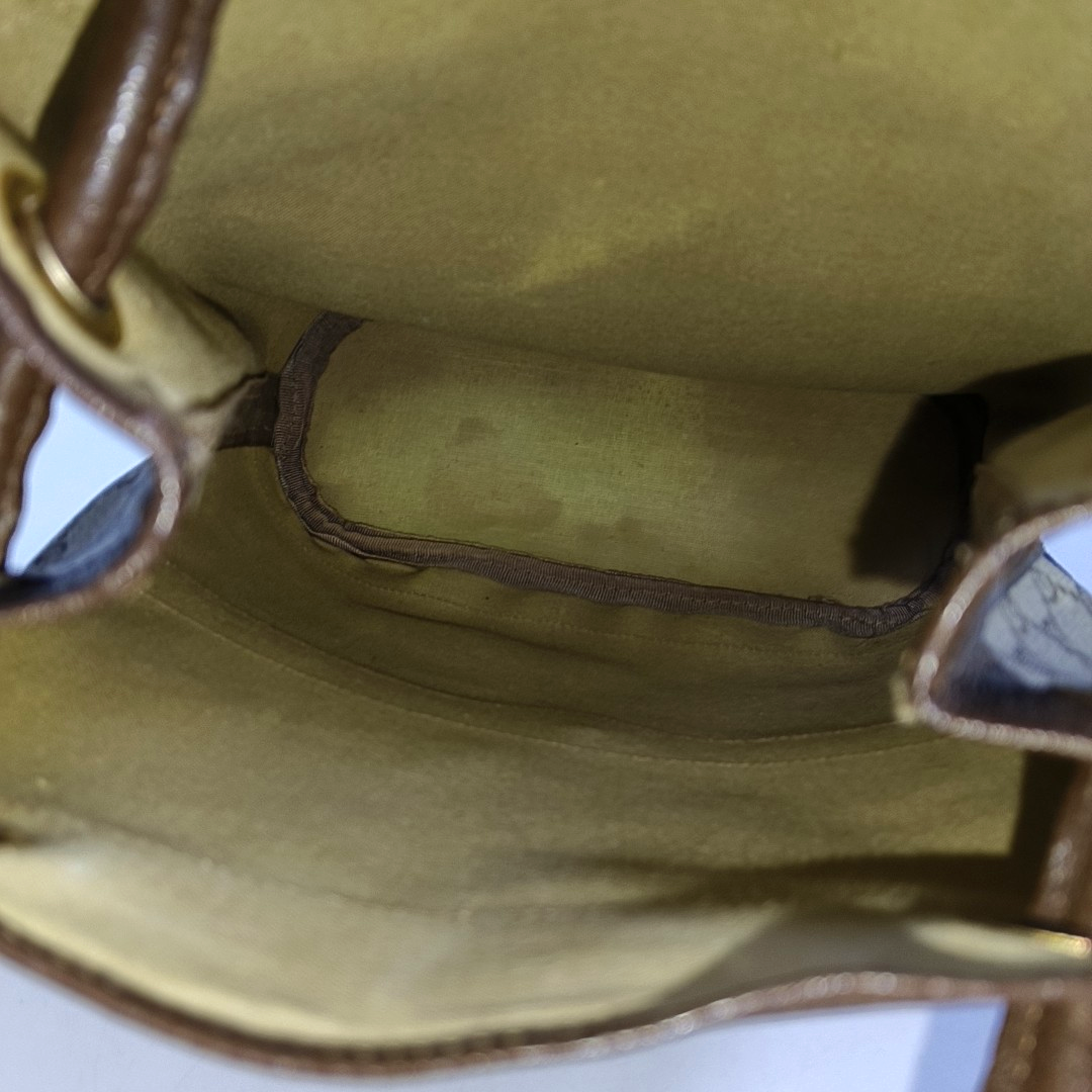 GUCCI Bucket bag Khaki Coated Canvas Monogrammed Single Shoulder Bag Golden Silver Hardware-(SKU)-958759769