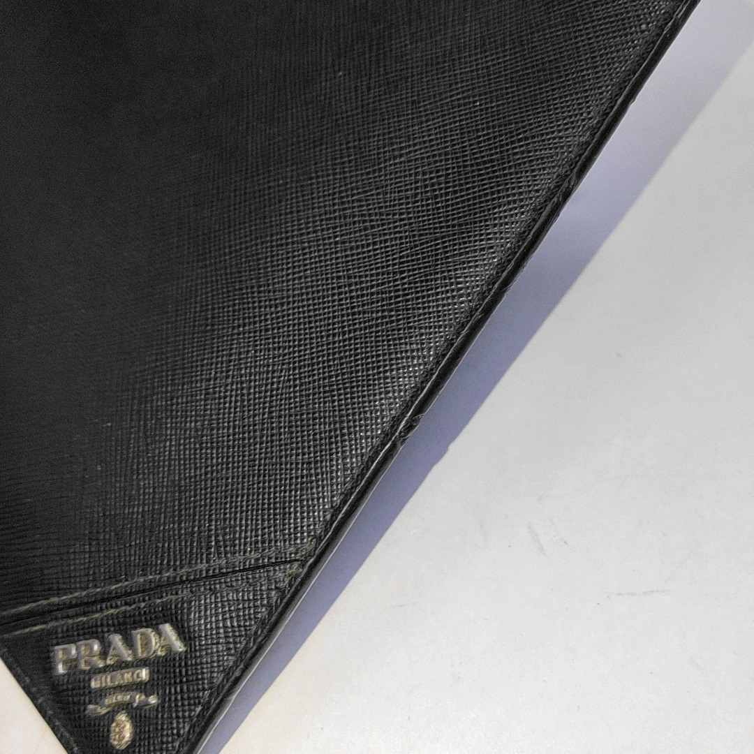 PRADA Black Cowhide Clutch Silver Hardware-(SKU)-942856907