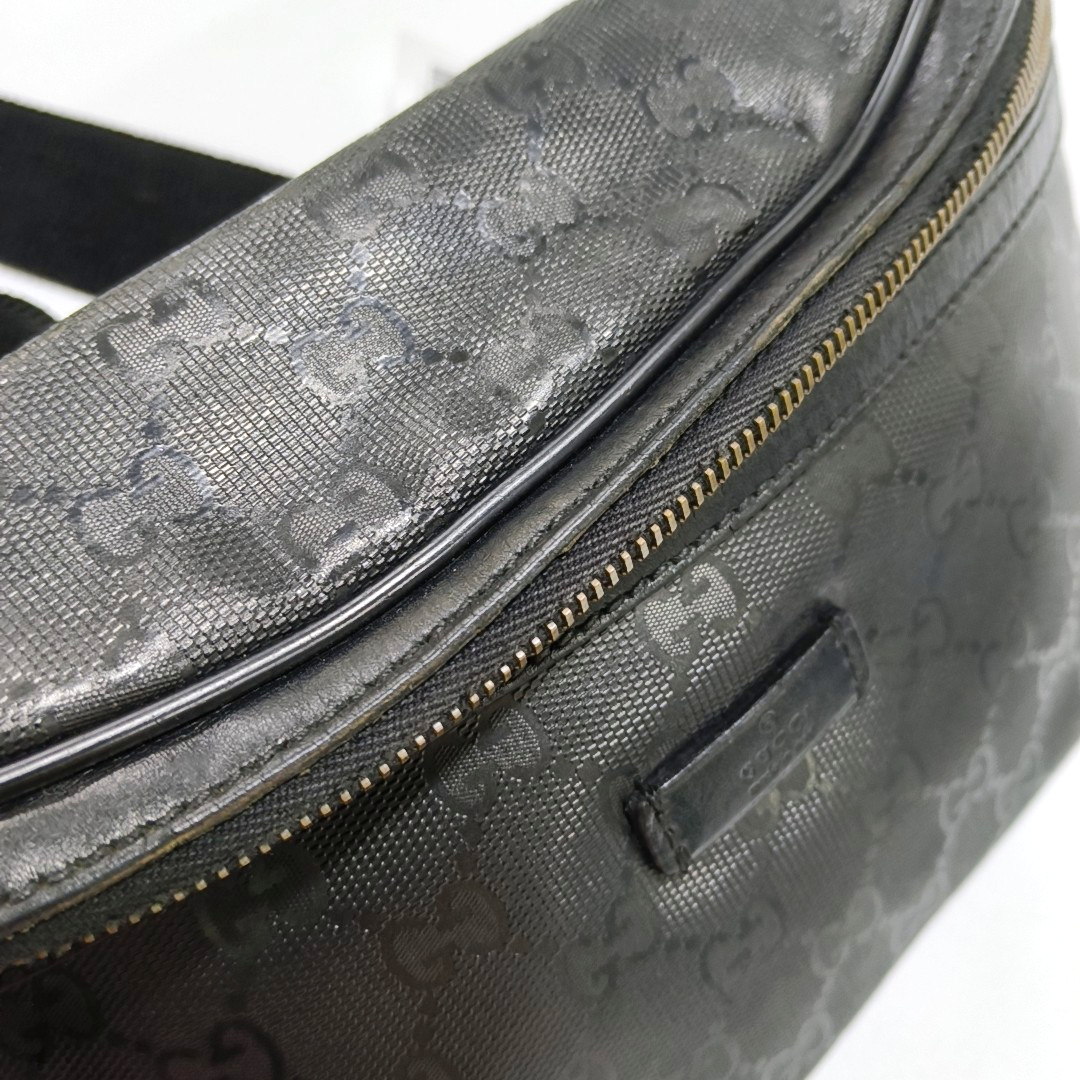 GUCCI GG Imprime Black涂层帆布老花腰包腰包/胸包 Silver Hardware-(SKU)-953665955