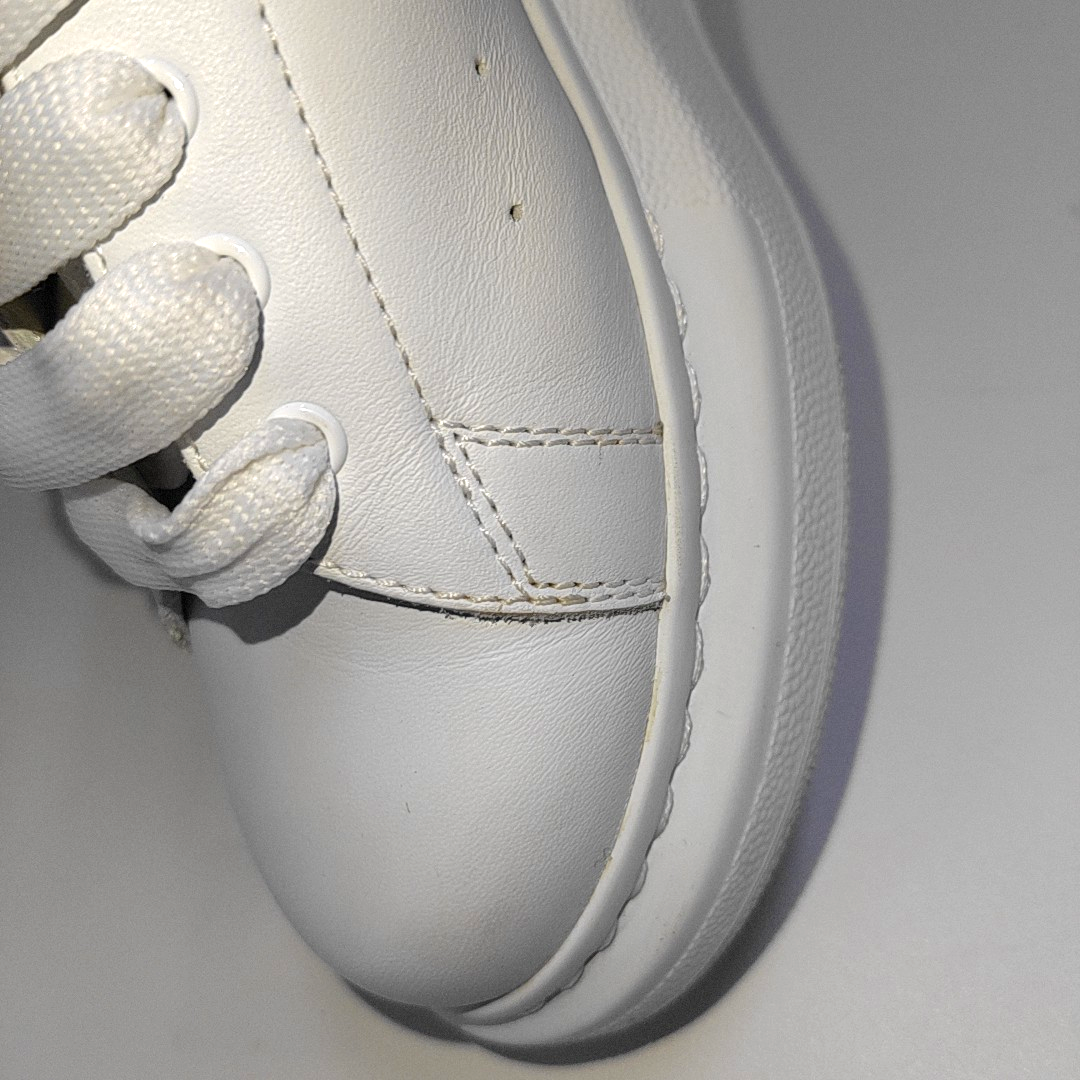 Alexander McQUEEN 33.5code White Leather Women's Kids Sports Casual Shoes-(SKU)-932901128