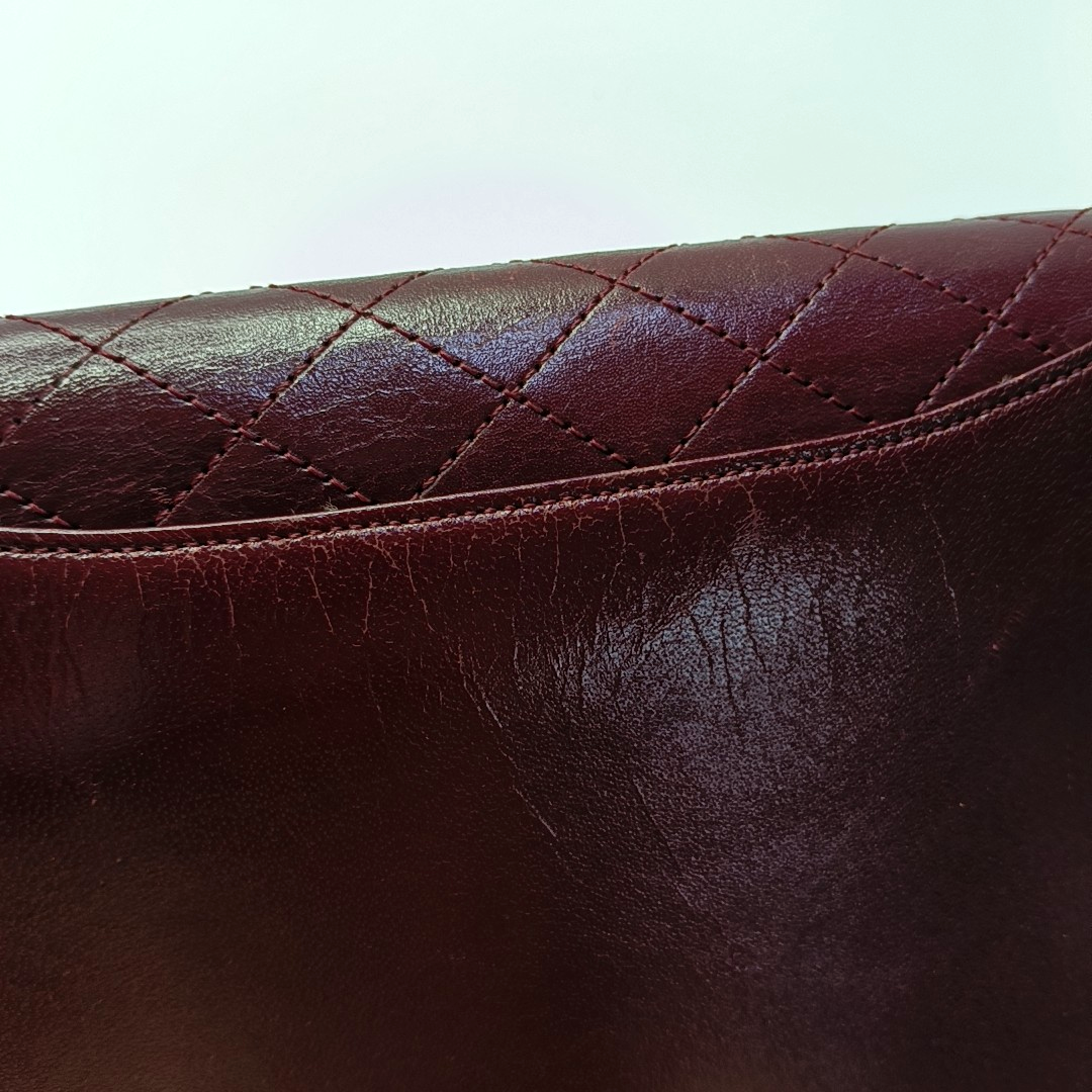 YSL Burgundy Leather Quilted Envelope Bag Handbag-(SKU)-932744673