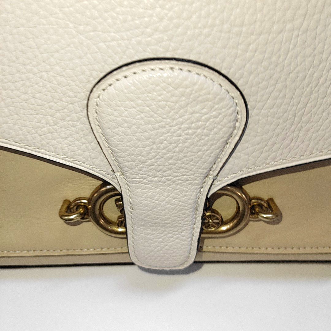 COACH 26 Beige leather carriage single shoulder bag, crossbody bag Golden hardware shoulder straps-(SKU)-933386227