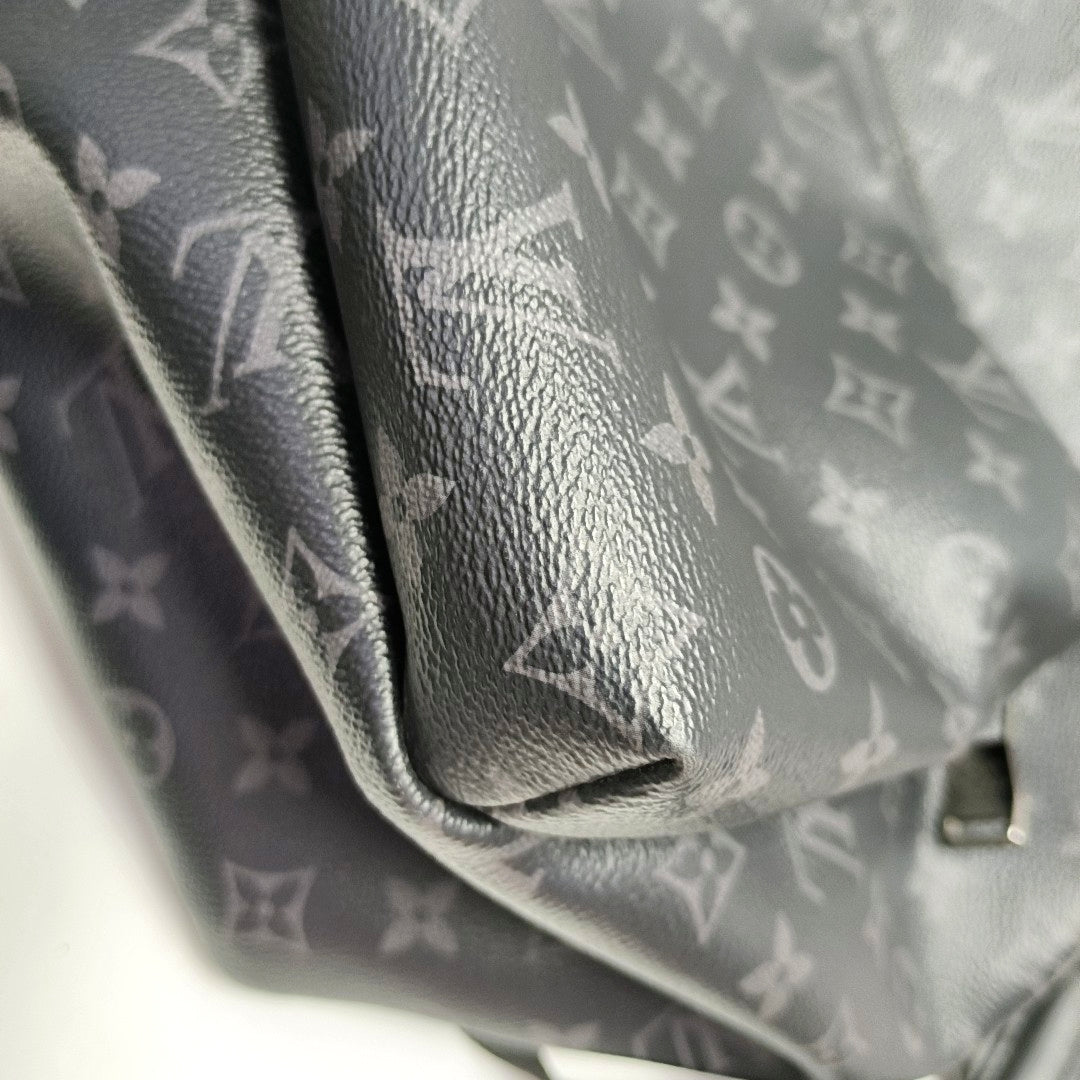 LOUIS VUITTON DISCOVERY Deep Grey Coated Canvas Monogram Printed Backpack, Tote Bag with Silver Hardware-(SKU)-970320410