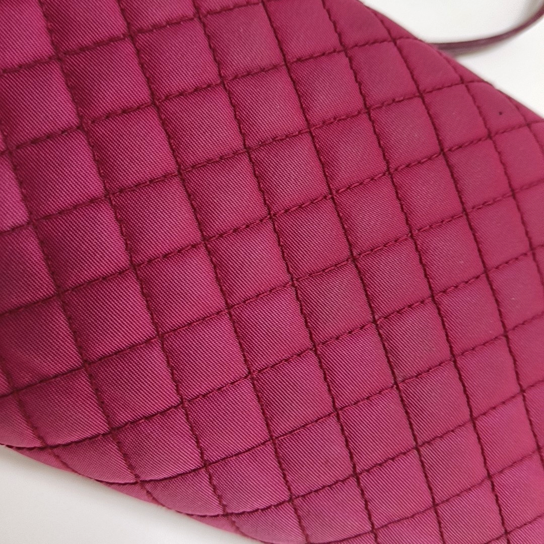 PRADA Pink Nylon Quilted Crossbody Shoulder Bag Handbag Clutch Golden hardware Removable shoulder strap-(SKU)-959993343