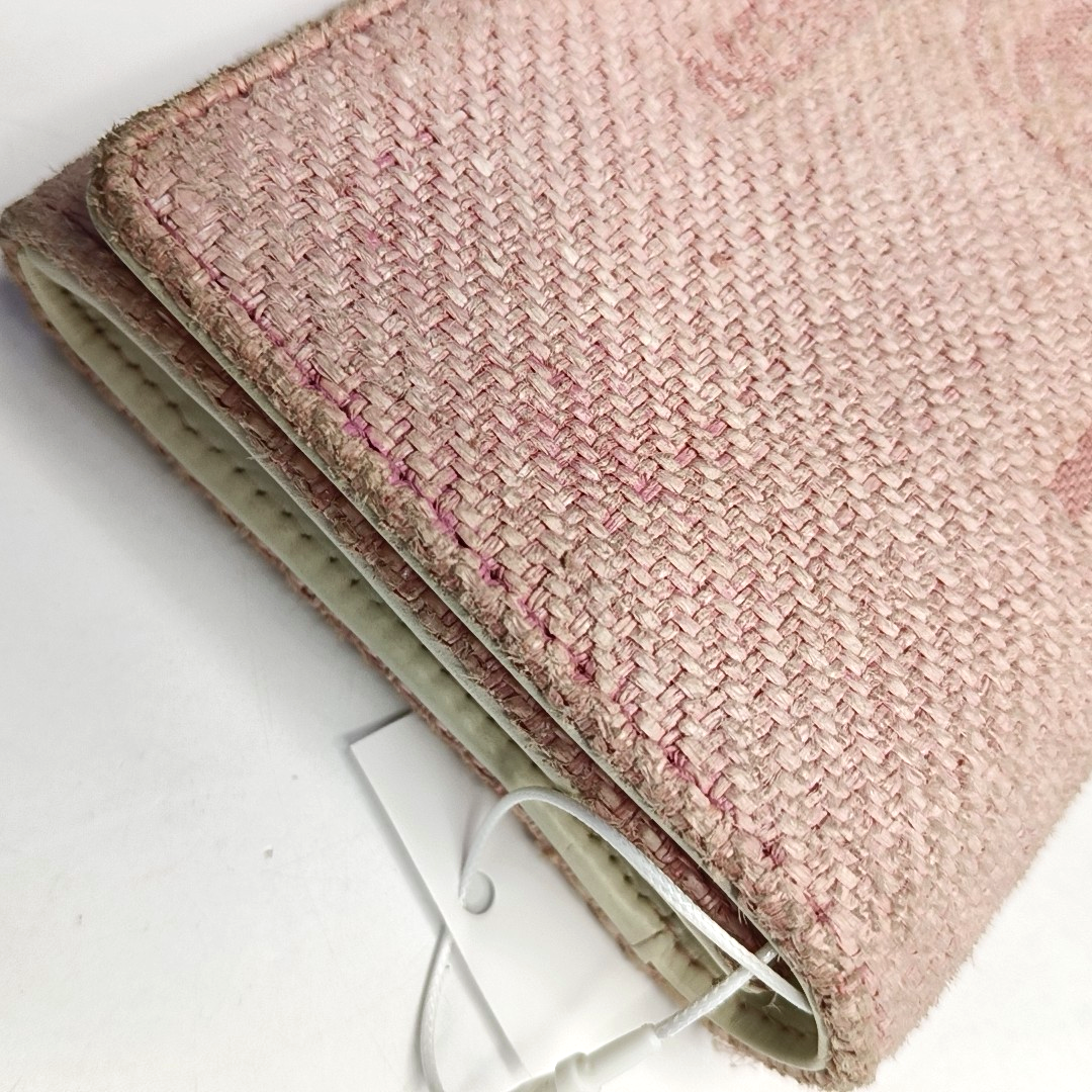 CHANEL DEAUVILLE Pink fabric wallet Silver Hardware 18nan-(SKU)-953641586