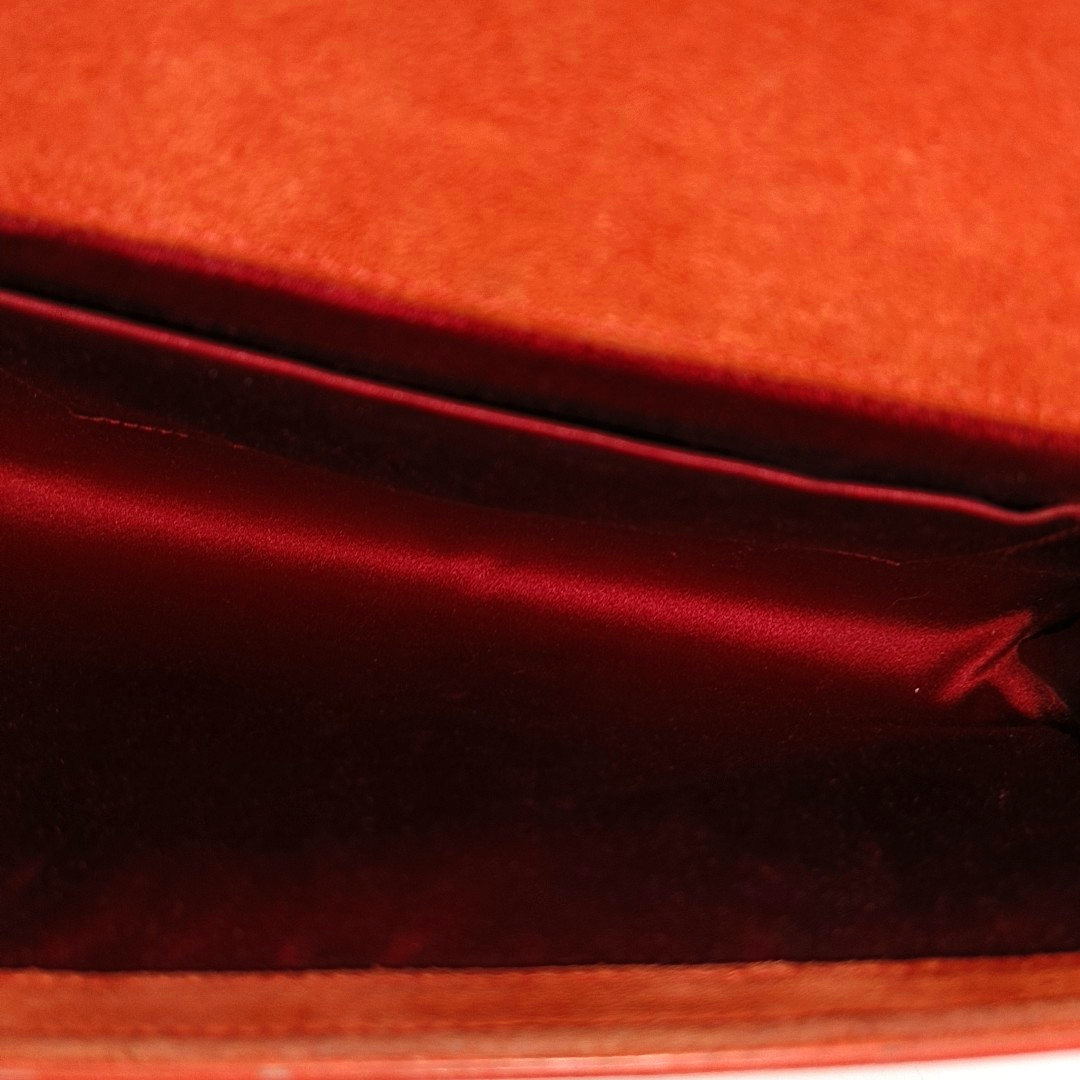 YSL BELLE JOUR Orange Leather Embossed Clutch Silver Hardware-(SKU)-13794790