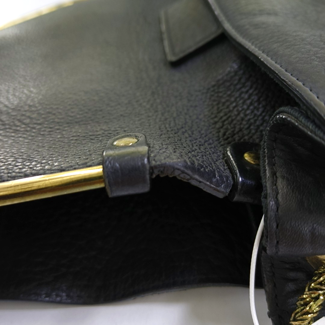Chloé Sally Medium size Black Leather Single Shoulder Bag Golden hardware-(SKU)-947220516