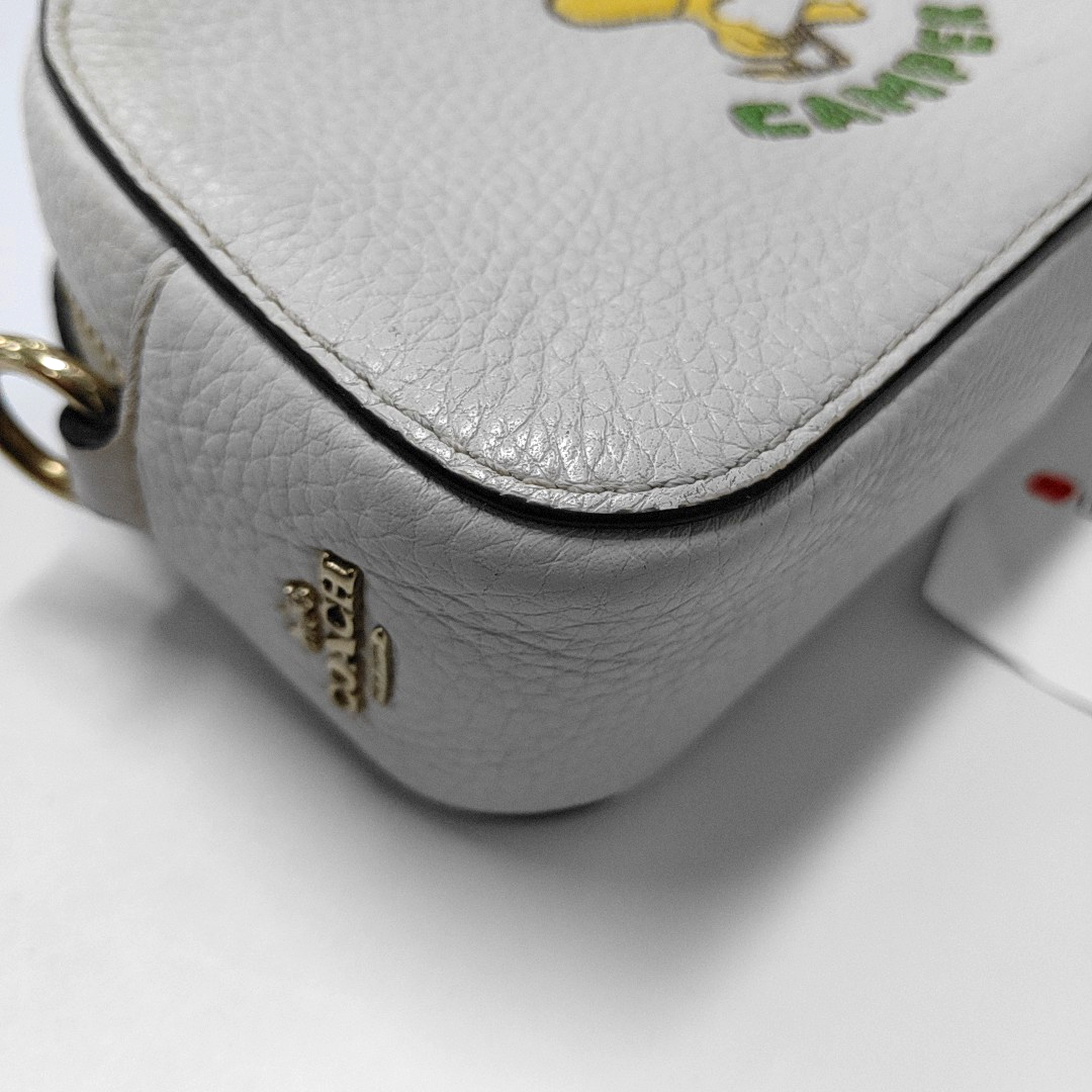 COACH White Leather Printed Single Shoulder Bag Crossbody Golden hardware Removable shoulder strap-(SKU)-933824945