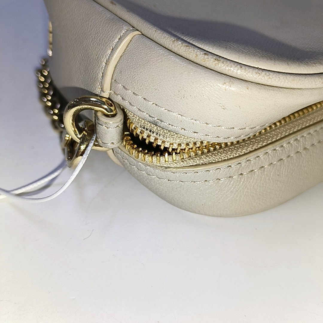 FURLA Camera Bag Light gray leather quilted crossbody single shoulder bag handbag Golden hardware Removable shoulder strap-(SKU)-941201203