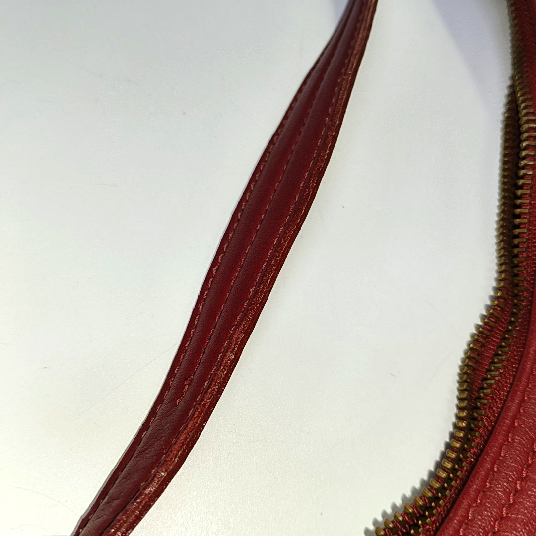 COACH Red Leather Handbag Single Shoulder Bag Golden hardware Removable shoulder strap-(SKU)-934221338