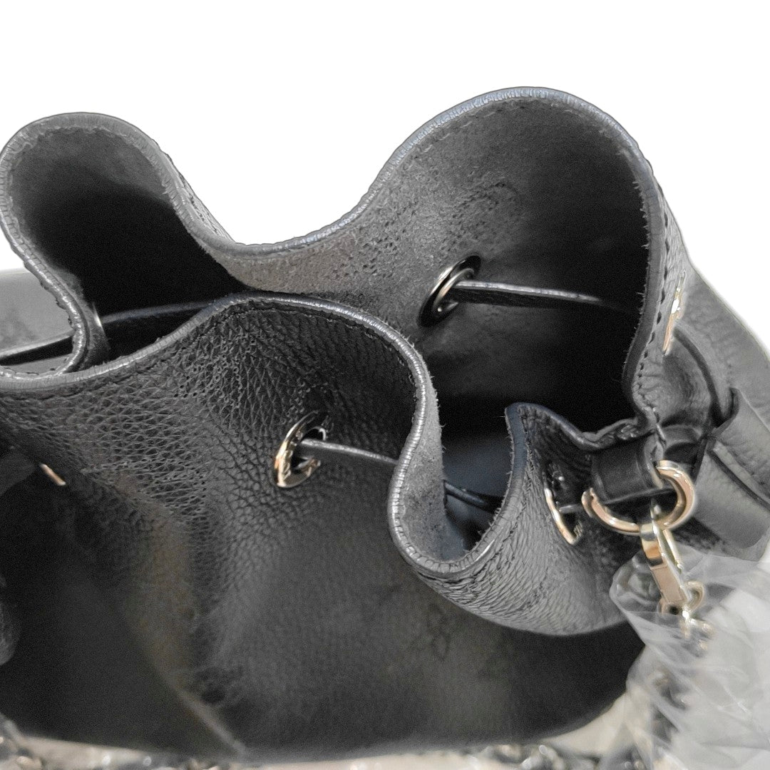 LOUIS VUITTON BELLA Black Calfskin Monogram Shoulder Bag Tote Bag Crossbody Bag Silver Hardware Pockets 2 Removable Straps-(SKU)-967203309