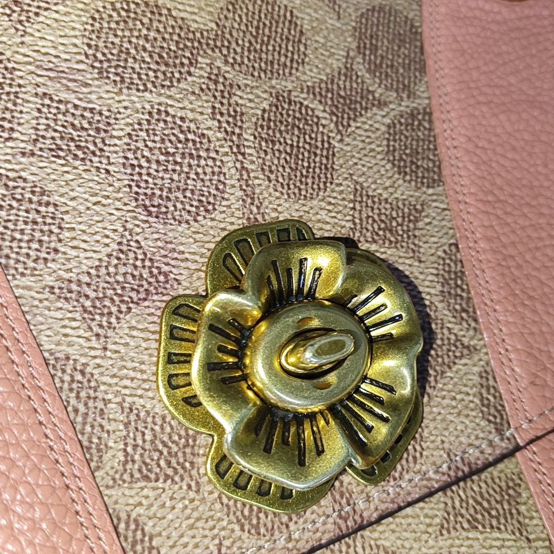 COACH PARKER 26 Multicolor Coated Canvas Monogram Camellia Crossbody Shoulder Bag Golden hardware-(SKU)-939985782