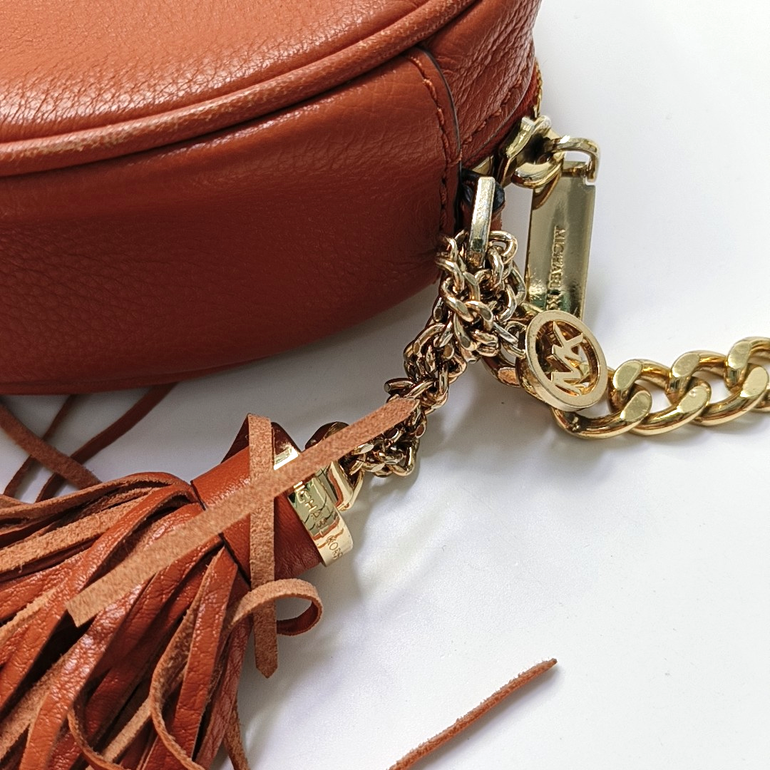 MICHAEL KORS Jet Set Orange Red Leather Single Shoulder Bag Crossbody Bag Golden hardware-(SKU)-951616686