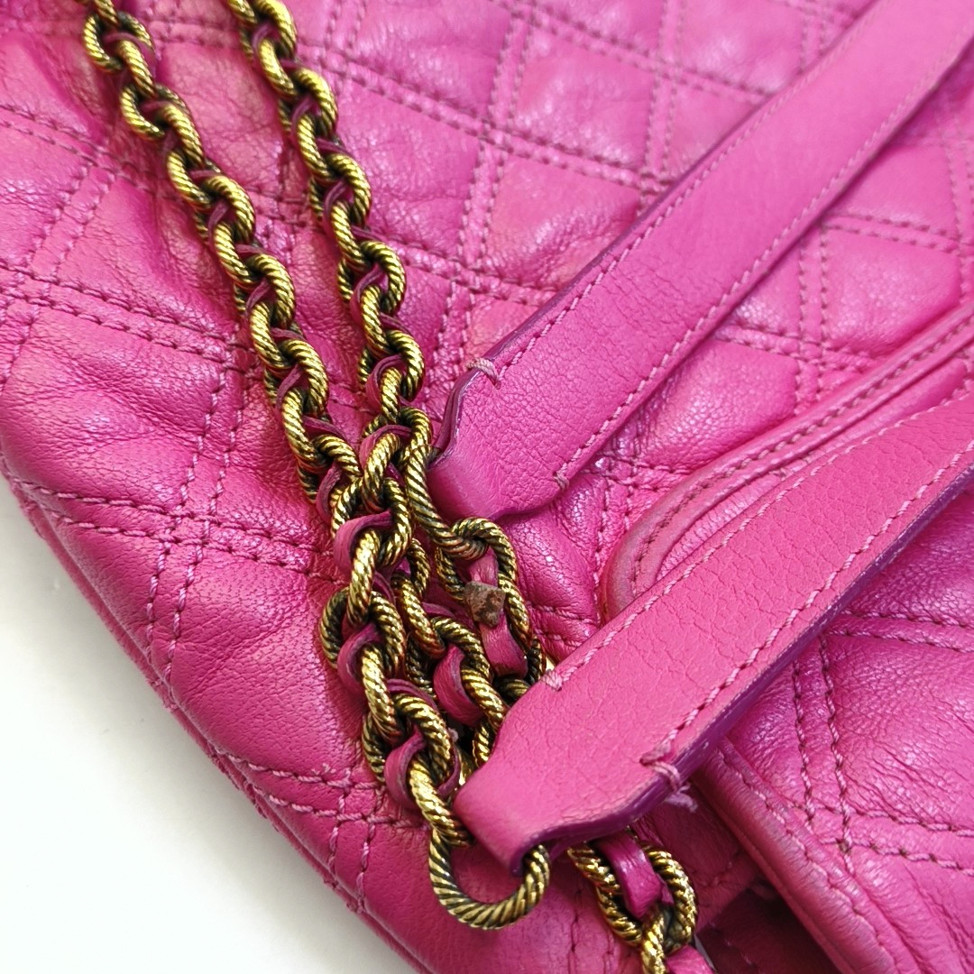 MARC JACOBS Fuchsia Leather Quilted Crossbody Bag Golden hardware-(SKU)-944011217