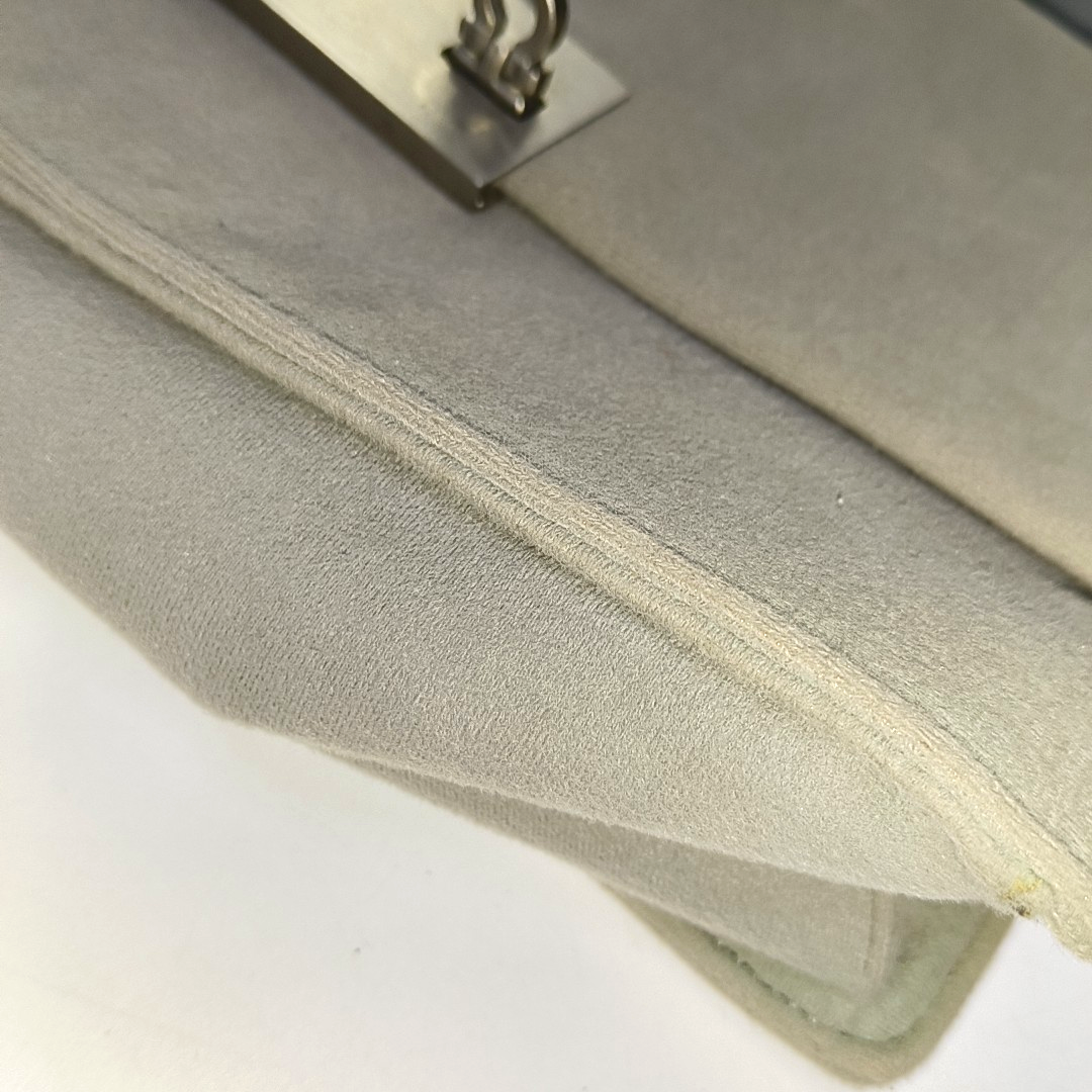 FERRAGAMO Gray Fabric Shoulder Bag Silver Hardware-(SKU)-939066983