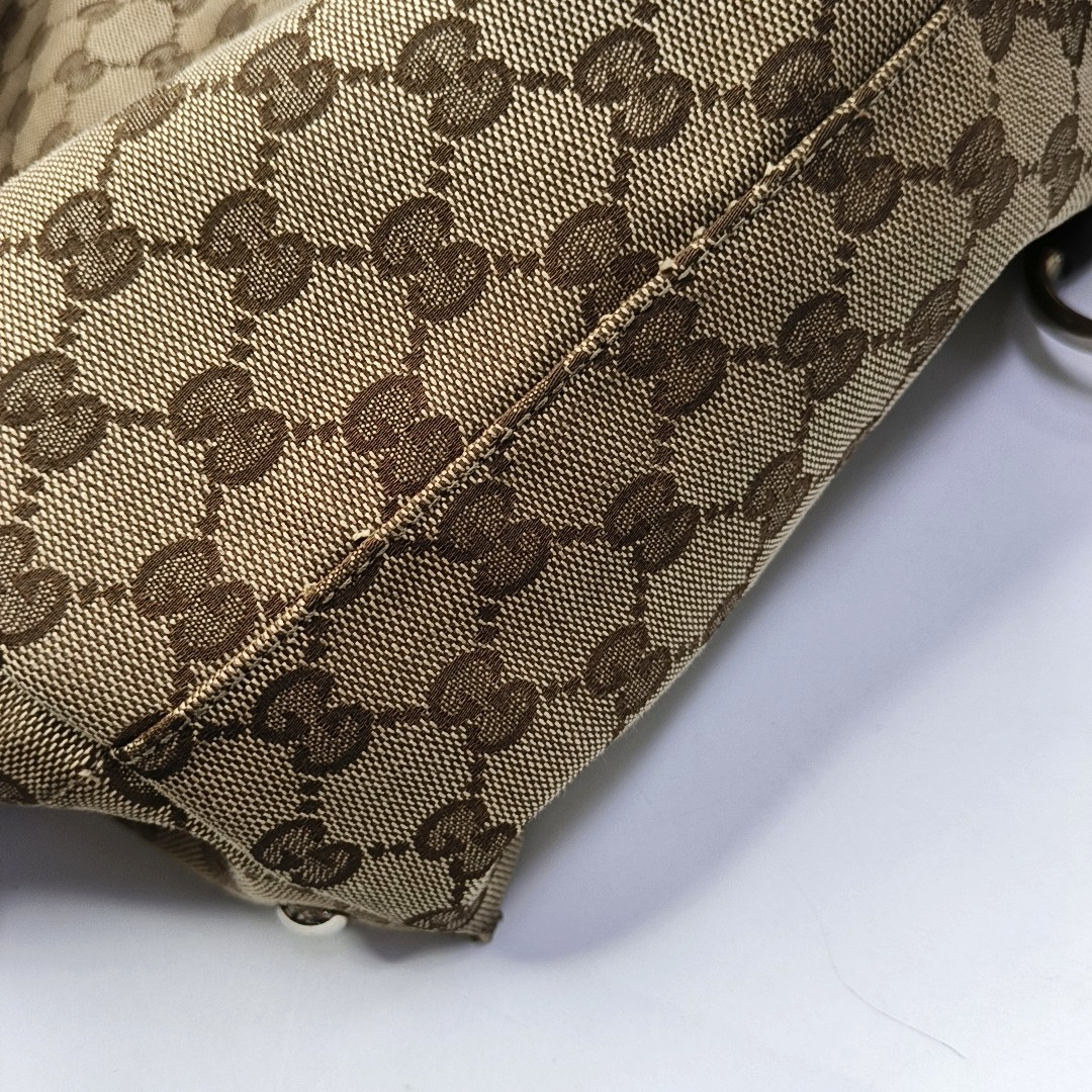 GUCCI Babouska Khaki canvas monogram crossbody bag, handbag Silver Hardware-(SKU)-958404540