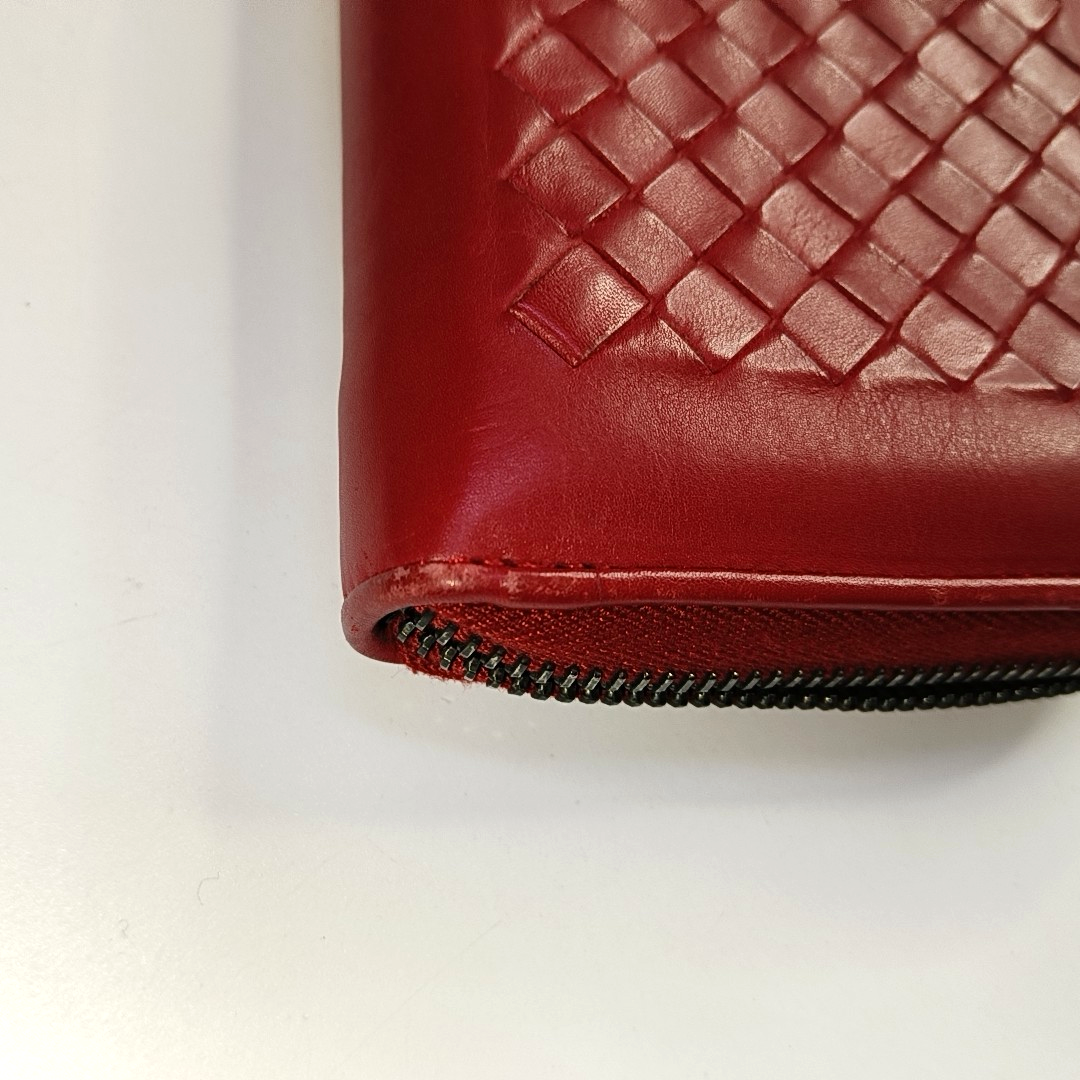 BOTTEGA VENETA Red Cowhide Woven Wallet Black hardware-(SKU)-945768483