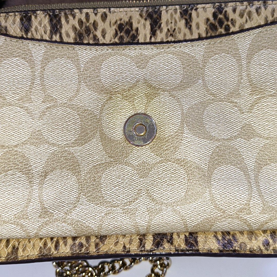 COACH KLARE Beige Leather Old Flower Embossed Crossbody Bag Shoulder Bag Golden hardware-(SKU)-942136285