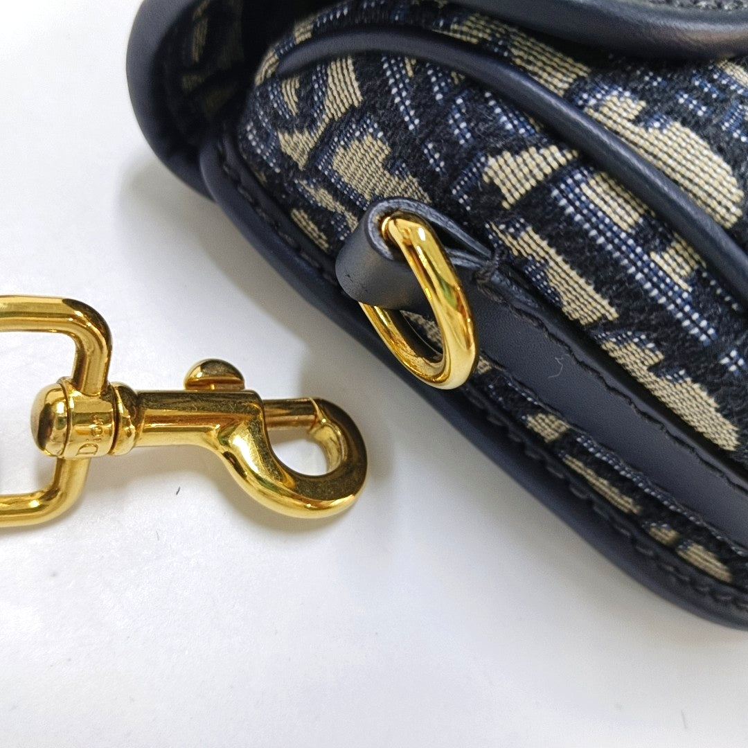 DIOR Bobby Small Blue Canvas Monogram Single Shoulder Bag Tote Bag Crossbody Bag with Gold Hardware Removable Strap-(SKU)-969891696