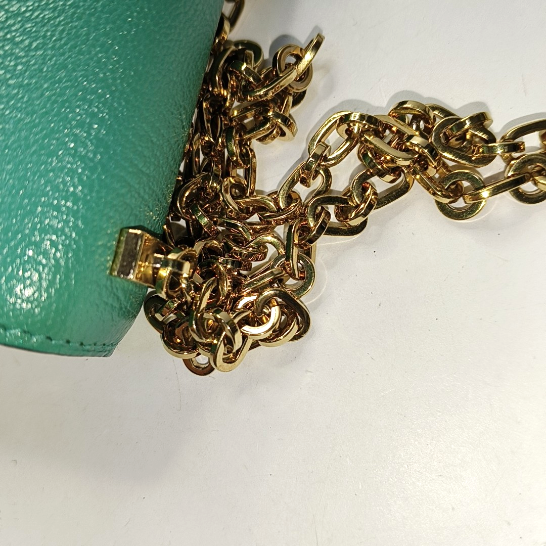 HERMÈS Verrou 17 Velvet Green Chèvre Mysore Goat Leather Gun Bag Crossbody Bag Shoulder Bag with Gold Hardware and C-(SKU)-962313369