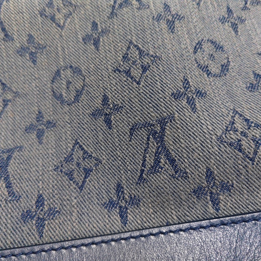 LOUIS VUITTON SOFT TRUNK Blue Denim Monogram Quilted Shoulder Bag, Handbag with Detachable Strap-(SKU)-954467210