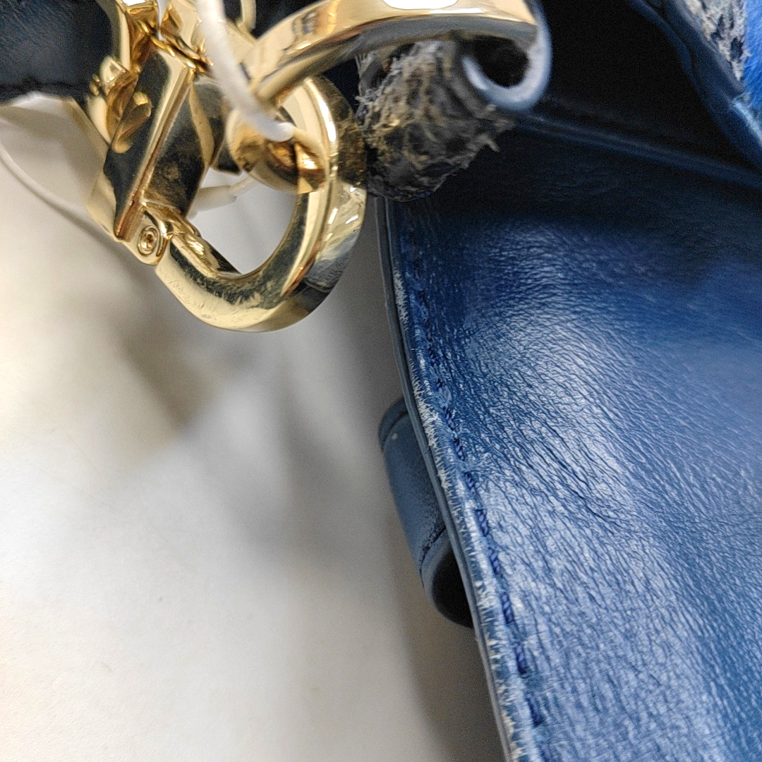 TORY BURCH 797 Blue cowhide snake-pattern crossbody bag/shoulder bag/handbag Golden hardware shoulder straps-(SKU)-942640908