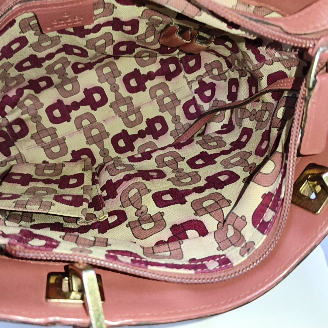 GUCCI Ligne Shima Beige Calf Leather Monogrammed Ripple Texture Single Shoulder Bag Handbag Golden hardware-(SKU)-955507212
