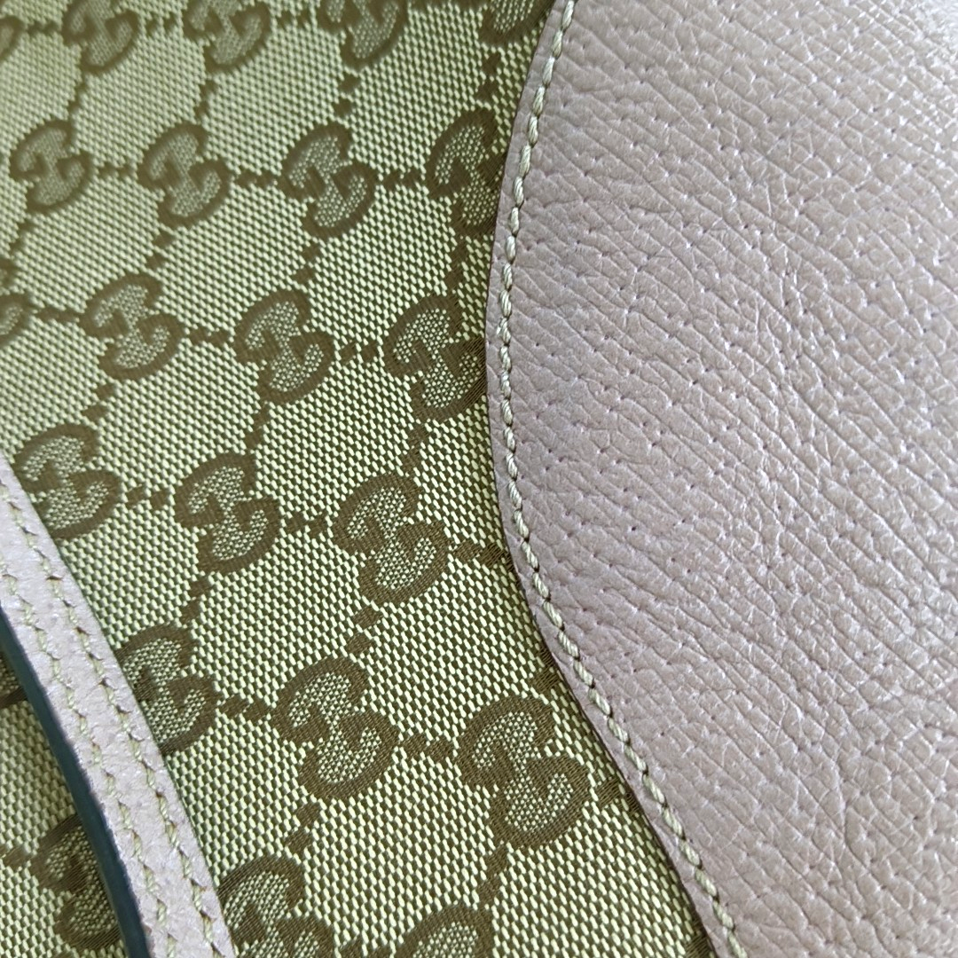 GUCCI Bree Khaki Canvas Monogram Tote Bag Single Shoulder Bag Golden hardware-(SKU)-959592766