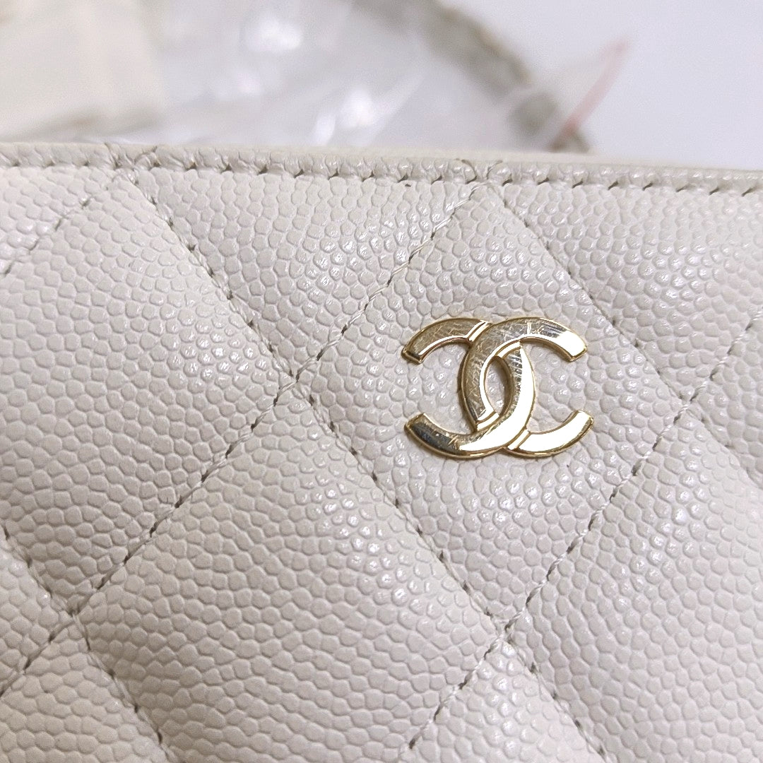 CHANEL SURPIQUE White Calfskin Quilted Monogram Crossbody Single Shoulder Bag with Gold Hardware-(SKU)-966839667