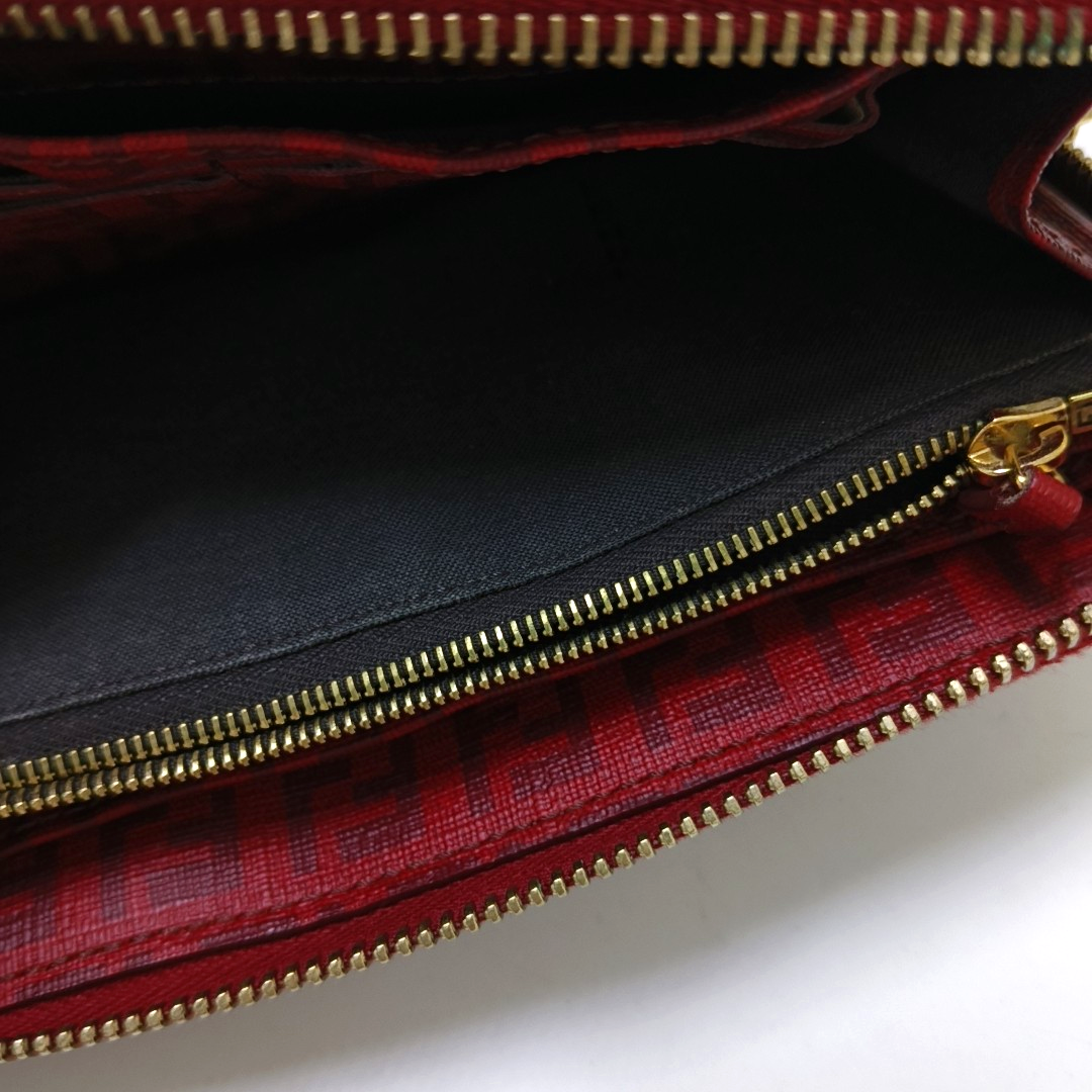 FENDI 红色牛皮双F钱包 Golden hardware-(SKU)-944924331