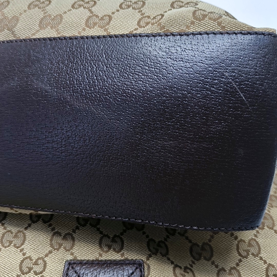 GUCCI Diaper Brown Canvas Monogram Handbag Single Shoulder Bag Silver Hardware-(SKU)-953375833