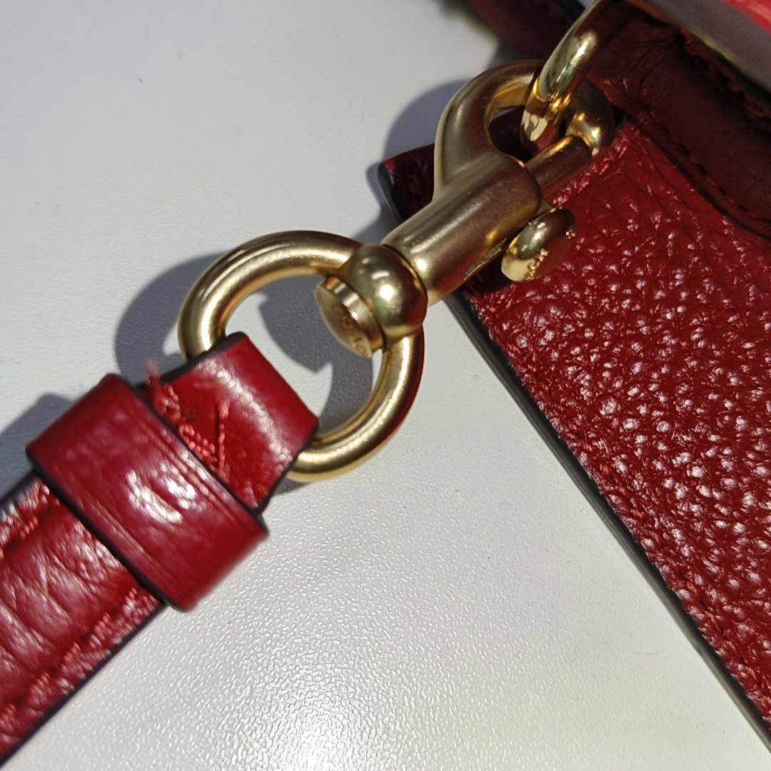 COACH Tote bag Red Leather Carriage Single Shoulder Bag Crossbody Tote Bag Golden hardware Removable shoulder strap-(SKU)-14064903
