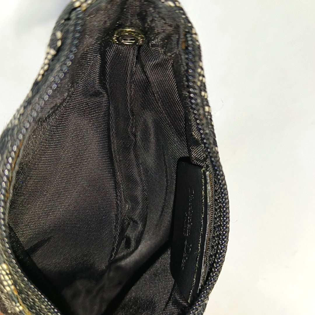 DIOR Saddle Grey Canvas Monogram Mini Coin Purse Ruthenium color hardware-(SKU)-953489833