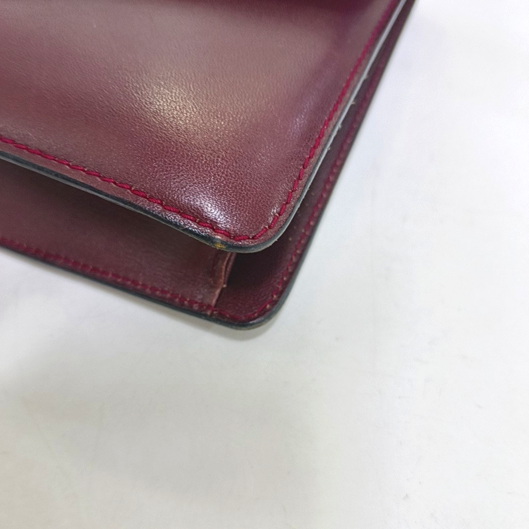 CELINE Burgundy Leather Single Shoulder Bag Golden hardware Removable shoulder strap-(SKU)-954657599