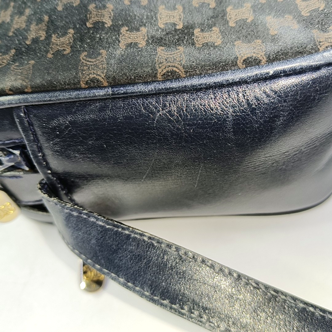 CELINE Camera Bag Black Velvet Leather Triumph Arch Crossbody Single Shoulder Bag Golden hardware-(SKU)-956103145